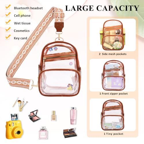 Clear Bag Stadium Approved Events Concerts Sports Outdoors Water Bottle Holder,Clear Purse for Women Men Handbags - color: 2# Brown-c