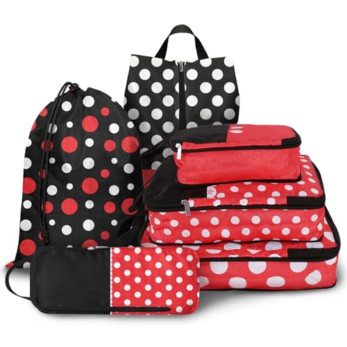 6 Pcs Compression Packing Cubes for Travel, Waterproof Luggage Organizer Washable Storage Bags Set - Packaging Cubes for Backpack Travel and Carry-Ons - color: white black, size: 6 Set