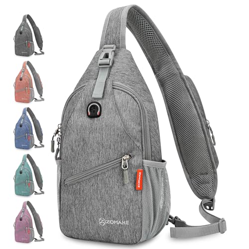 ZOMAKE Sling Bag,Small Crossbody Sling Backpack,Water Resistant Shoulder Daypack for Travel,Anti Thief Chest Bag for Hiking(Gray-Black) - color: Gray-black
