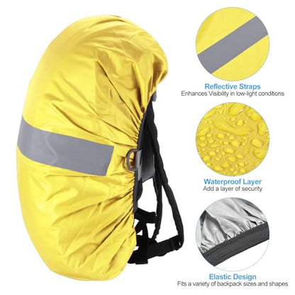 PATIKIL Waterproof Backpack Rain Cover, Non-Slip Backpack Cover with Reflective Strap Stay Dry for Hiking, Camping, Hunting - color: Yellow, size: X-Large