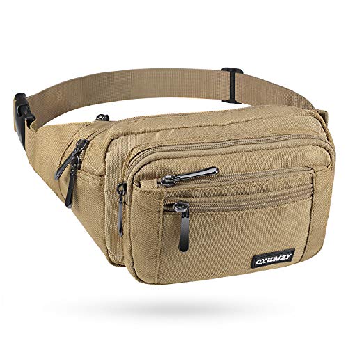 CXWMZY Fanny Packs For Women & Men Waist Pack Hip Bum Bag with Multi-Pockets Large Capacity Waterproof Casual Bum Bag for Disney Traveling Casual Cycling Running Hiking - color: Khaki