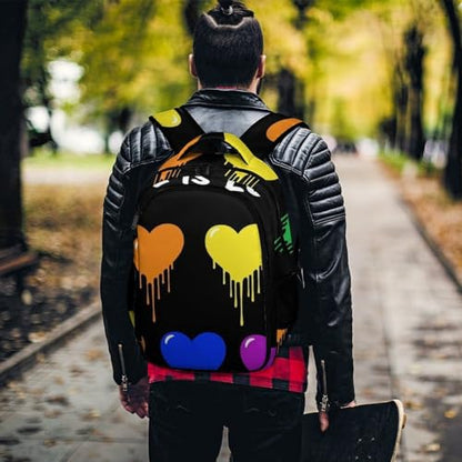 Travel Laptop Backpack LGBT Pride Rainbow Heart Love Is Love for Men Women, Water Resistant Business Anti Theft Computer Bag with Multi Compartments for College Work Hiking - color: Pattern (354)