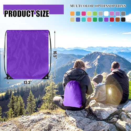Grneric 100 Pieces Drawstring Backpack Bulk Cinch Sackpack Ployster Drawstring Bags for Gym Party Trip(Purple) - color: Purple