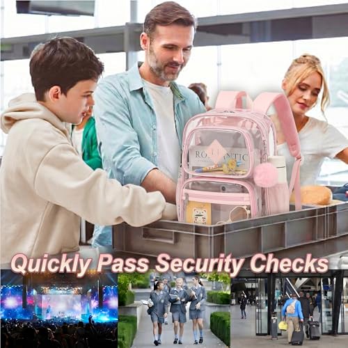 Heavy Duty Clear Backpack for Girls Boys Transparent School Bookbag Kids Durable PVC See Through Backpack - Pink - color: Pink