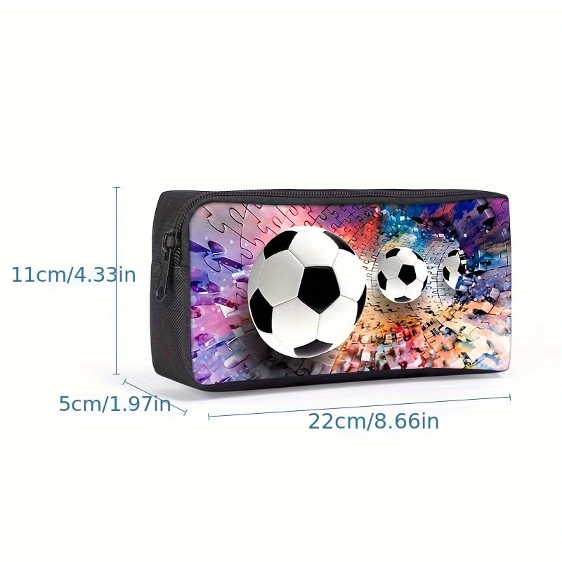 3PCS Soccer Backpack Set, 16" Lightweight Football Daypack, Soccer Ball Print Casual Laptop Backpack for Travel Camping Work (style-11) - color: Style-11