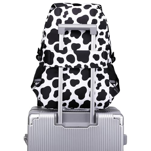 abshoo Big Student Laptop Backpack For College Women Middle High School Teen Girls Bookbag Travel Daypack (Cow Print Black) - color: Cow Print Black