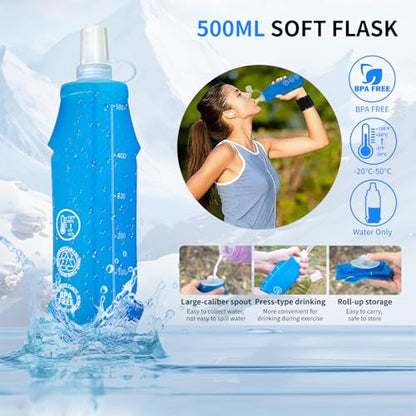 Hydration Running Vest for Women Men,Lightweight Breathable Reflective Hydration Pack with 500ml Water Bottle,Hydration Vest Pack Backpack for Hiking,Camping,Trail Running,Cycling,Race,Marathon - color: 673RV-Blue