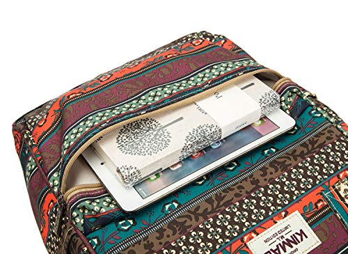 Kinmac Waterproof Laptop Backpack For Laptop Up to 15.6 Inch Men Women Travel Outdoor Backpack (Bohemian) - color: Bohemian（open Wide）