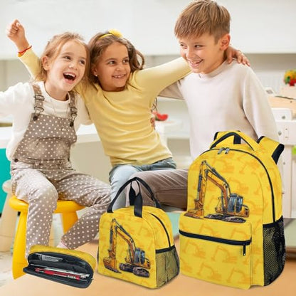 Backpack Set for School, 17 Inch Digger Backpacks for Elementary Middle, 3 in 1 Bookbag for Boys - color: Style-1