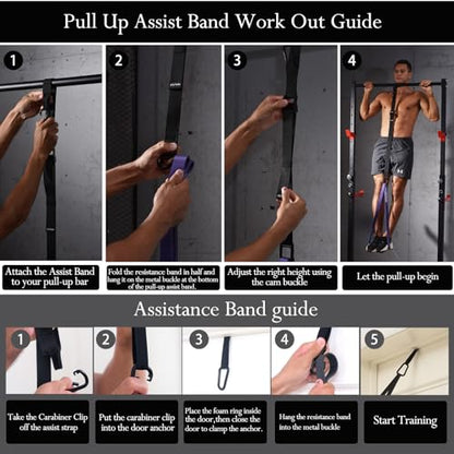 Ally Peaks Pull Up Assistance Bands，Heavy Duty Resistance Band for Pull Up Bar，Adjustable Weight/Size with Fabric Feet/Knee Rest Pull up bands,Up to 410lbs Assistance，resistance bands and assist bands - style: 4 resistance bands