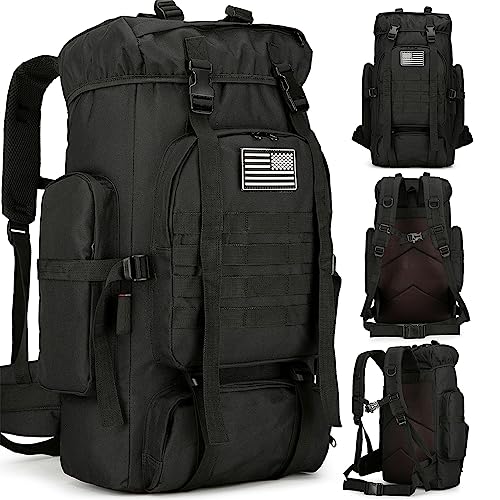 45L Hiking Backpack Waterproof Travel Backpack Lightweight Outdoor Daypack Camping Backpack for Men Women (Black) - color: Black