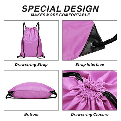 Drawstring Backpack Sports Water Resistant String Bag Sport Gym Sackpack for Women Men Large with Zipper, Pink - color: Pink