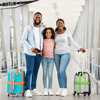 Luggage Straps - Orange, 78" Long, 2 Inches Wide, 4 Pack - Adjustable Nylon Belt for Travel Suitcases & Bags - by Mifflin-USA - color: Orange