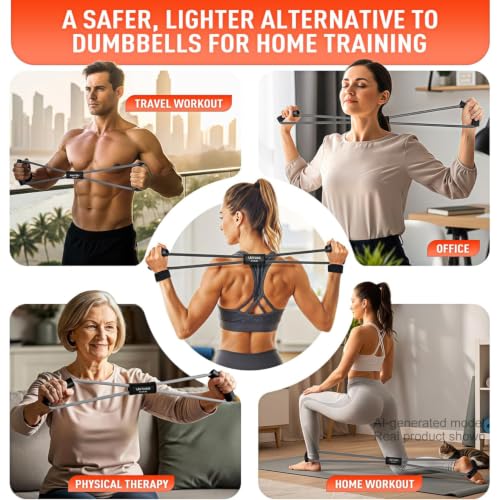 Figure 8 Resistance Bands for Arm, Back, 3 Level Latex Heavy Exercise Bands with Handles for Strength Training, Full Body Workout, Physical Therapy, Pilates, Yoga, Home Gym Equipment for Women - style: Grey-1