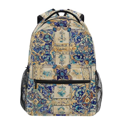 School Backpack for Teacher Nurse Fashion Outdoor Backpack with Chest Strap for College Work Bohemian Boho Vintage Mandala Style Flower - color: Multicolor12