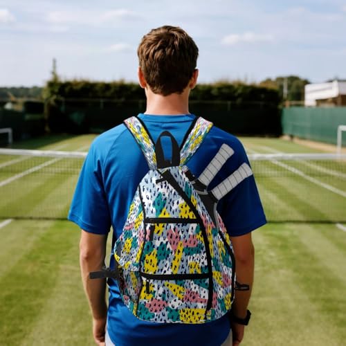 Pickleball Bag for Women & Men – Lightweight Sports Backpack with Paddle Compartments, Dual Carry Modes, Detachable Zippered Strap, Brown Leopard, Great Gift Option for Players - color: White Leopard