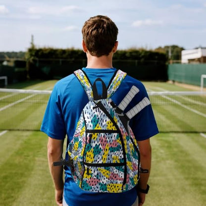 Pickleball Bag for Women & Men – Lightweight Sports Backpack with Paddle Compartments, Dual Carry Modes, Detachable Zippered Strap, Brown Leopard, Great Gift Option for Players - color: White Leopard