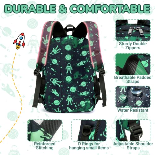 BLUEFAIRY Boys Backpack 8-10 10-12 Years Old with Laptop Compartment 17Inch - color: Black Green
