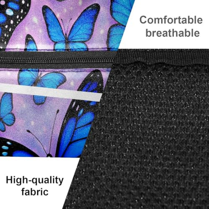 Pickleball Bag for Women & Men – Lightweight Sports Backpack with Paddle Compartments, Dual Carry Modes, Detachable Zippered Strap, Brown Leopard, Great Gift Option for Players - color: Blue Butterflies