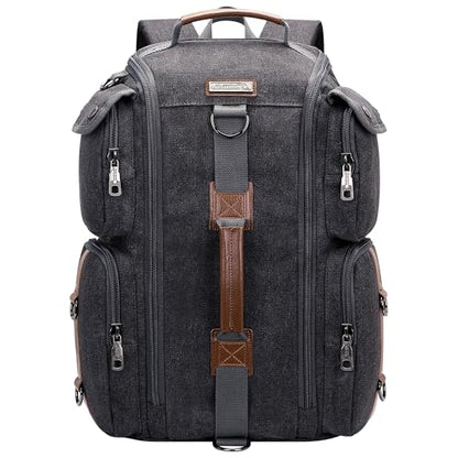 WITZMAN Travel Backpack for Men and Women Carry On Canvas Backpack Duffel Bag for Airplanes Fit 17 Inch Laptop (6661 canvas black) - color: Black