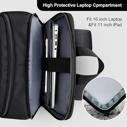 PIJUSHI Travel Backpack for Women Men Flight Aprroved Carry on Bag Large Casual Luggage Backpack Fit 16 inch Laptop(PE050 Black) - color: Black