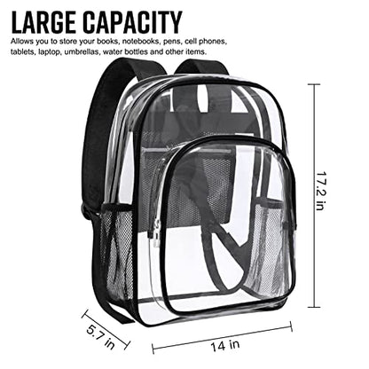 HEEYA Clear Backpack Heavy Duty Transparent Backpack for Security, Sports, Work, Travel, Stadium - color: A-clear