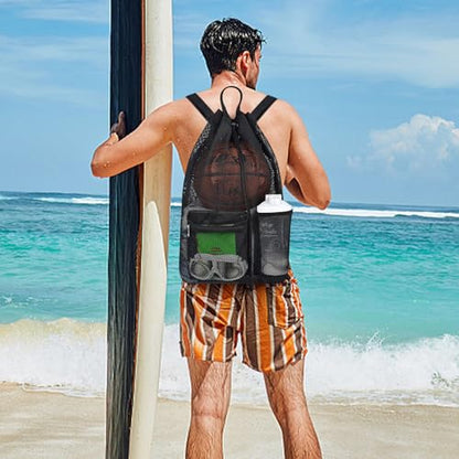 Mildbeer Large Drawstring Backpack for Men Women Athletic Gym Sports Workout Beach Swimming Commuting Travel - color: Black, style: L: 21"x12.5"x5.5"