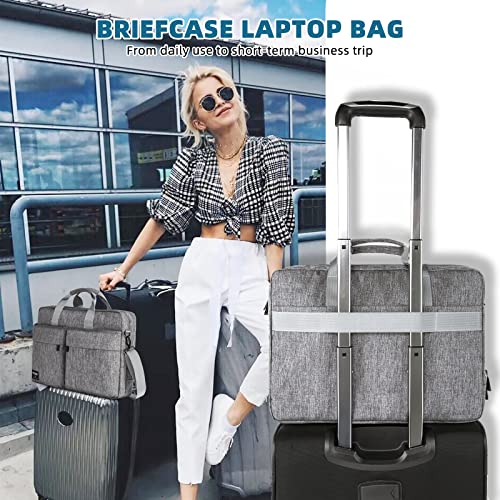 KINGSLONG 17.3 inch Laptop Briefcase Bag, Laptop Shoulder Bag for Men Women, Water Resistant Business Crossbody Bag with Shoulder Strap, Computer Bag for Asus Acer Dell Thinkpad, Grey - color: Grey