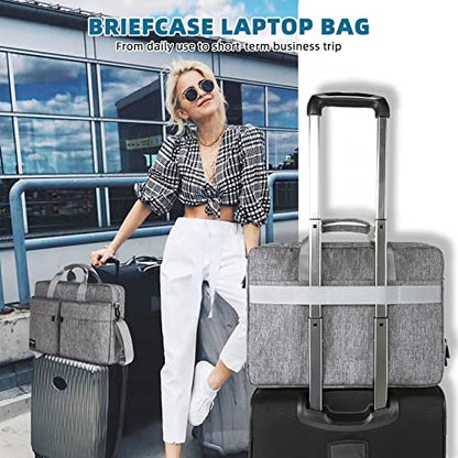 KINGSLONG 17.3 inch Laptop Briefcase Bag, Laptop Shoulder Bag for Men Women, Water Resistant Business Crossbody Bag with Shoulder Strap, Computer Bag for Asus Acer Dell Thinkpad, Grey - color: Grey