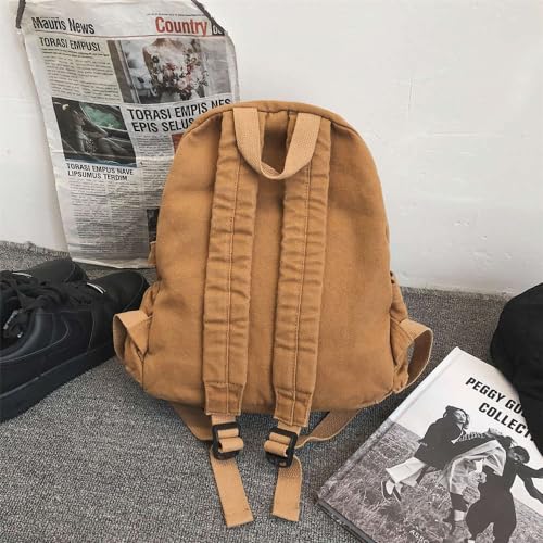 MaxxCloud Women's Heavy Cotton Canvas Laptop Backpack Lightweight Casual Hiking Daypack Travel Bag - color: Brown