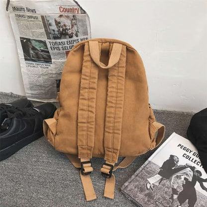 MaxxCloud Women's Heavy Cotton Canvas Laptop Backpack Lightweight Casual Hiking Daypack Travel Bag - color: Brown