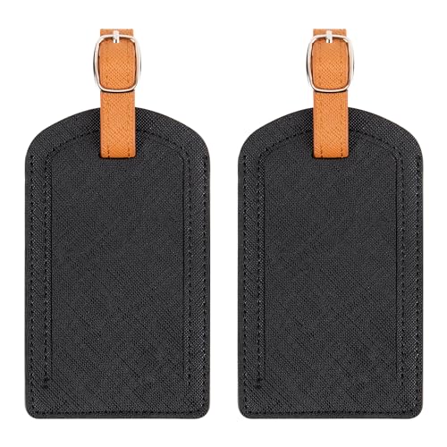 Premium Colored Luggage Tags for Luggage, Travel Bags and Suitcases by Adventure Goods - Black (Pack of 2) - color: Black