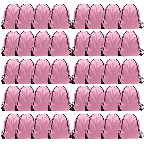 GoodtoU Drawstring Bags Bulk 48 Pcs Drawstring Backpack Gym Drawstring Bags Pink String Backpack for Women - color: Pink