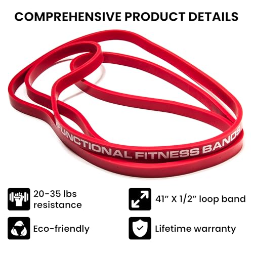 Rubberbanditz Pull Up Assist Resistance Bands Heavy Duty Loop Exercise Workout Bands for Powerlifting, Mobility, and Stretching - color: Red