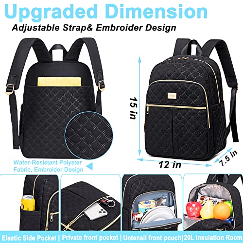 Weitars Lunch Backpack For Women Men,20L Cooler Backpack Insulated Lunch Bag For Women With Side Pockets Waterproof,Meal Prep Backpack,Adult Backpack Cooler For Lunch Picnic Hiking Camping Beach - color: Black
