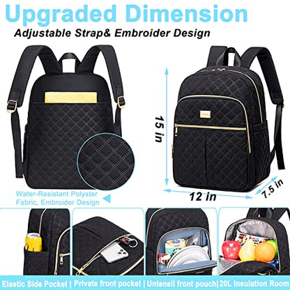 Weitars Lunch Backpack For Women Men,20L Cooler Backpack Insulated Lunch Bag For Women With Side Pockets Waterproof,Meal Prep Backpack,Adult Backpack Cooler For Lunch Picnic Hiking Camping Beach - color: Black