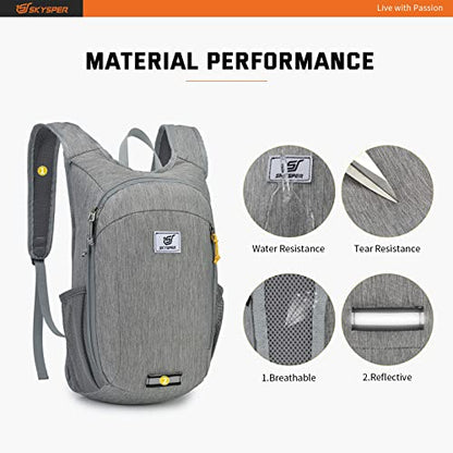 SKYSPER Small Daypack 10L/15L/20L Hiking Backpack Packable Lightweight Travel Day Pack for Women Men - color: Grey, size: 10l