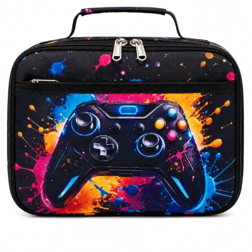 LEDAOU Lunch Box Kids Insulated Lunch Bag Girls Boys Toddler Reusable Lunchbox for School Picnic Hiking (Graffiti game console pattern) - color: Graffiti game console pattern