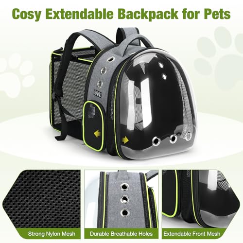 Lekereise Cat Bubble Backpack Carrier - Expandable Large Space Cat Backpack for Kitty Small Dog up to 18lbs, Transparent Pet Carrier for Travel, Hiking Gray - color: Gray