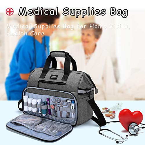 CURMIO Home Health Nurse Bag, Medical Supplies Bag with Padded Laptop Sleeve for Home Visits, Health Care, Hospice, Bag ONLY, Gray (Patent Pending) - color: Gray