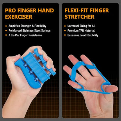 JKSHMYT Grip Strength Trainer Kits (5 Pack), Adjustable Resistance Forearm Strengthener, Hand Gripper Strengthener for Muscle Building - color: Blue