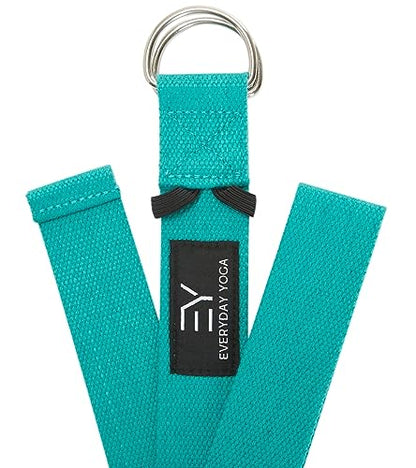 Everyday Yoga Strap with Metal D-Ring - Durable Stretching Strap for Yoga, Pilates, Flexibility & Physical Therapy (6ft, 8ft, 10ft) - color: Aqua, size: 10 Foot