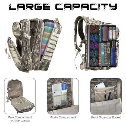 WOLT | Military Tactical Backpack for Men, Large Army 3 Day Assault Pack with MOLLE Bag for Hiking Survival Gear, Range Bag (CamouflageGrey) - color: Camouflagegrey