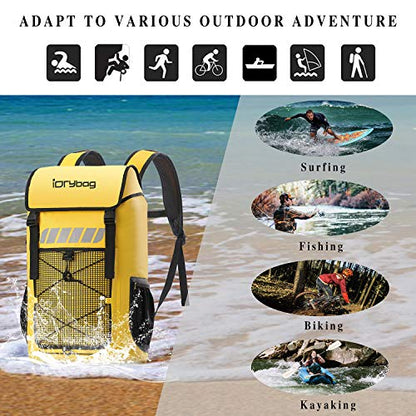 IDRYBAG Waterproof Backpack for Men 25L/45L, Dry Bags Kayak, Dry Backpack Camping Hiking - color: Yellow, size: 25L