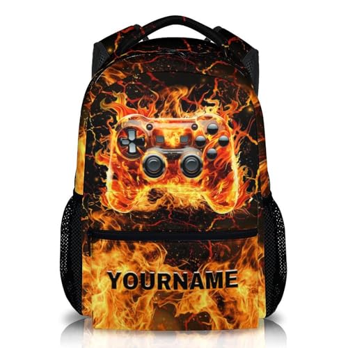 School Backpack for Boys Kindergarten Elementary Primary Middle College, Custom Gamer Schoolbag for Kids Teen Boys, 17 Inch Personalized Large Capacity Durable Gaming Bookbag - color: Game1