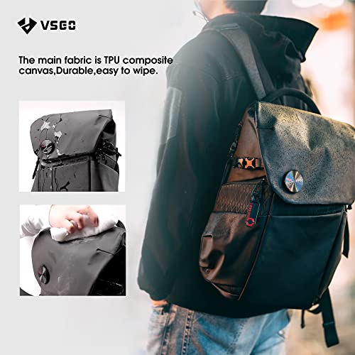 VSGO 20L Professional Camera Backpack for DSLR/SLR, Compatible with Sony Canon Nikon Cameras, DJI RSC2 Gimbals, Tripod, 15.6" Laptop, Lenses & Accessories – Waterproof TPU Canvas, Travel & Outdoor Use - size: 20L