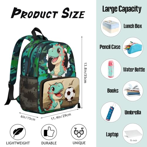 Toddler Backpack for Ages 4-6, 15L Boys Dinosaur Backpack with Chest Buckle, Kindergarten School Bag with Padded Straps - color: Dinosaur