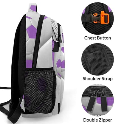 Personalized Name 16.5 Backcpack Sport Ball Athlete Player Soccer Purple Toddler Backpack for School Gym Girls Boys Elementary Kids Backpack - color: Purple