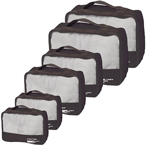 Packing Cubes Set Travel Luggage Organizers Suitcase Lightweight Accessories Black - color: Black
