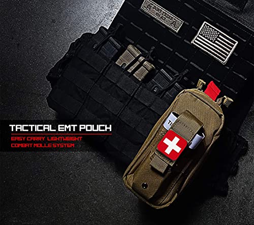 Tourniquet Holder Small Trauma Portable Tactical First Aid Pouch with Molle System IFAK Medical Pouch, Emergency EMT Med Kit for Camping and Hiking (Tan) - color: Tan